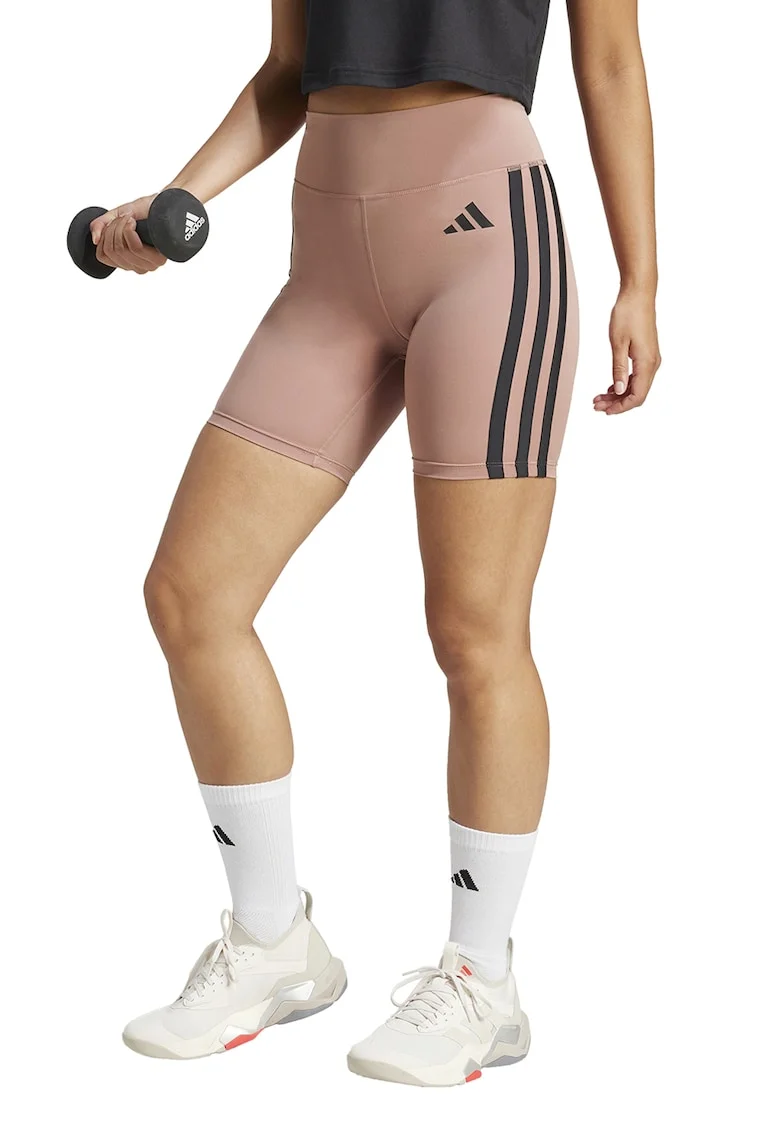 Colanti scurti cu talie inalta pentru fitness, Negru/Bej