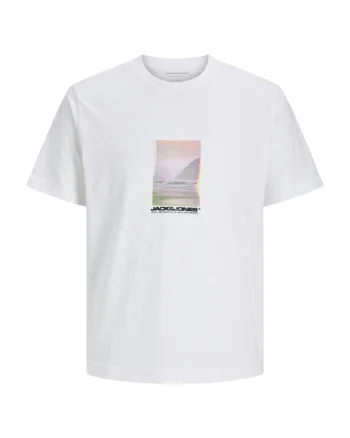 Tricou JACK &JONES Sago Photo Slub 45498, Alb