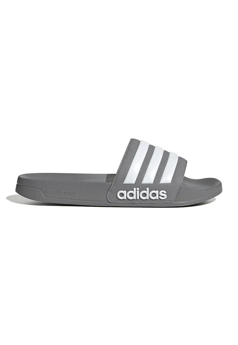 Papuci cu logo Adilette, Gri/Alb murdar