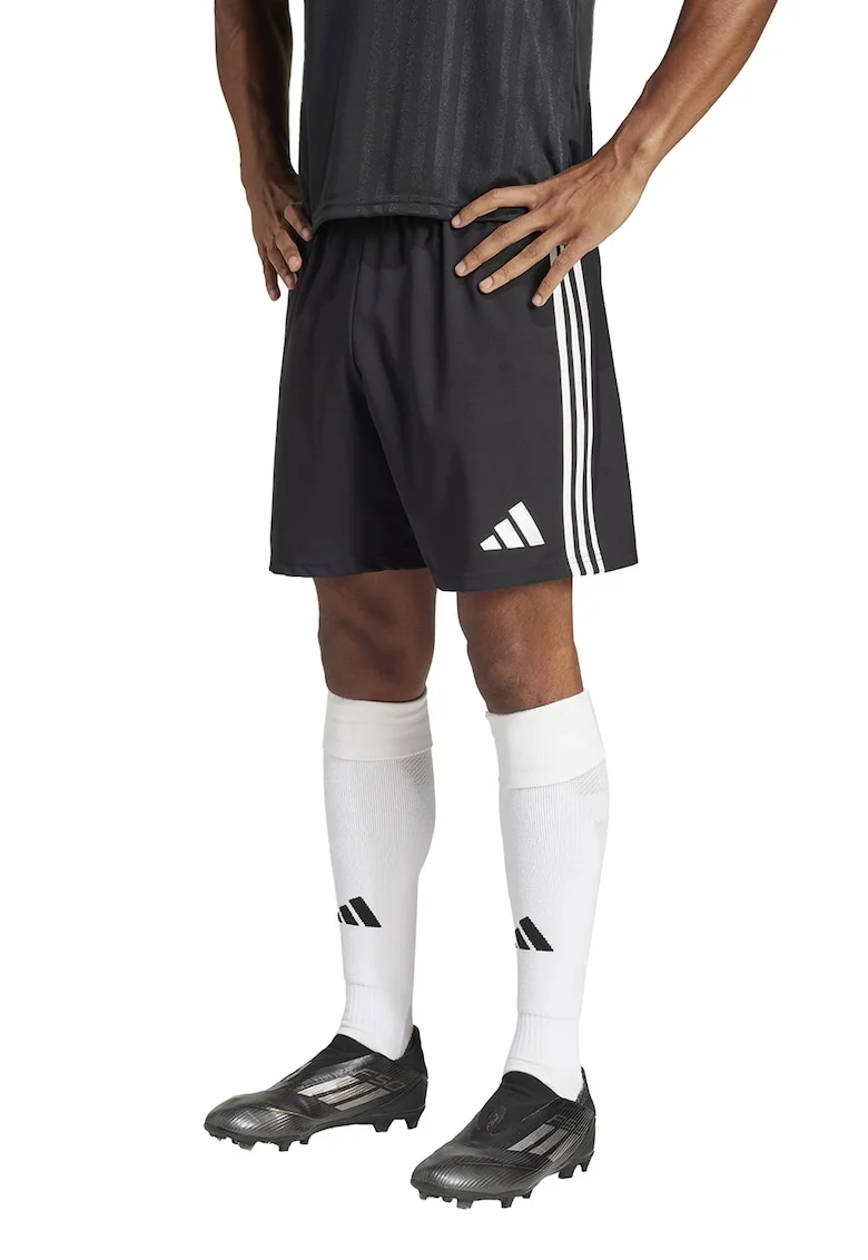 Pantaloni scurti cu logo pentru fotbal, Negru stins/Alb murdar