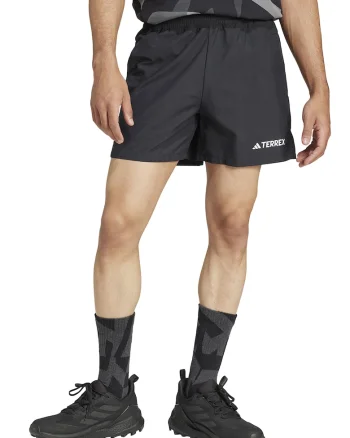 Pantaloni scurti cu buzunare oblice pentru drumetii, Negru