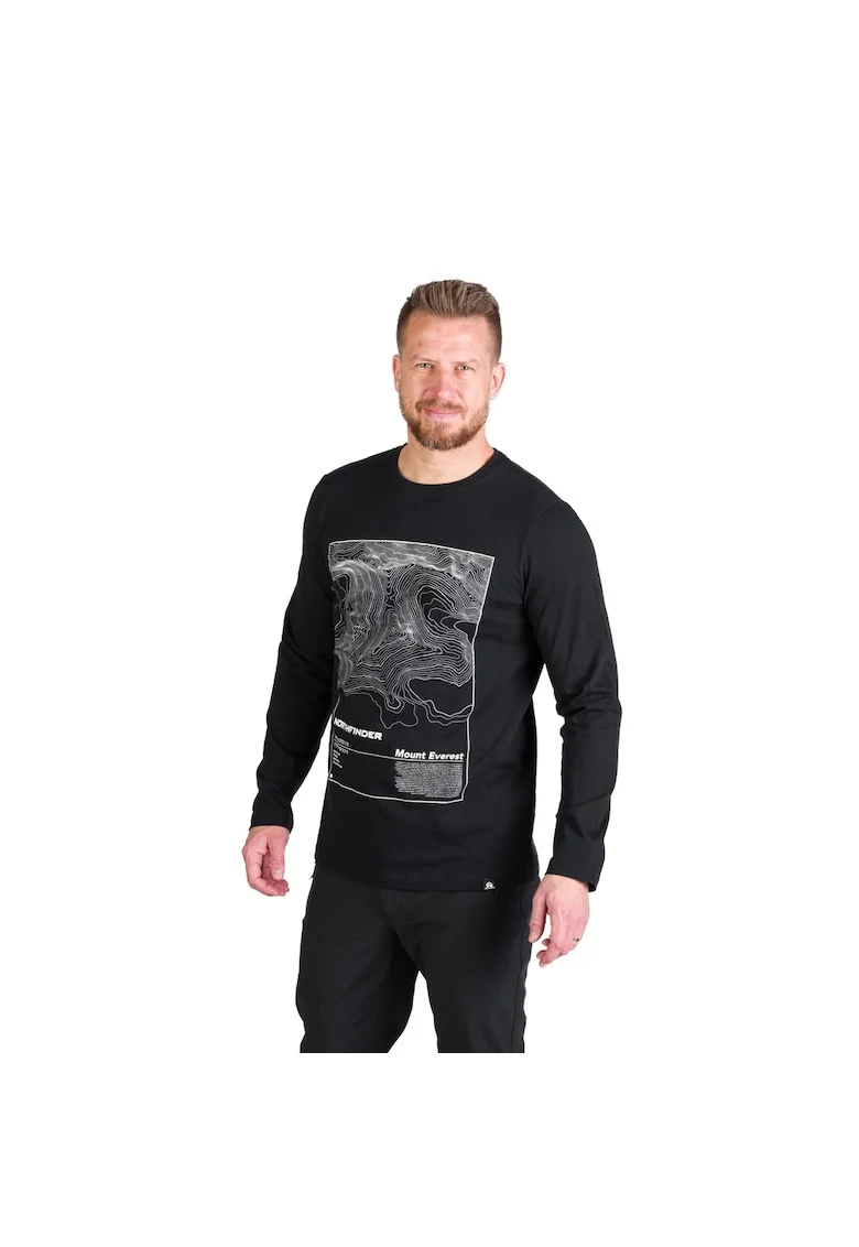Tricou bumbac cu maneca lunga barbati Henderson, Negru