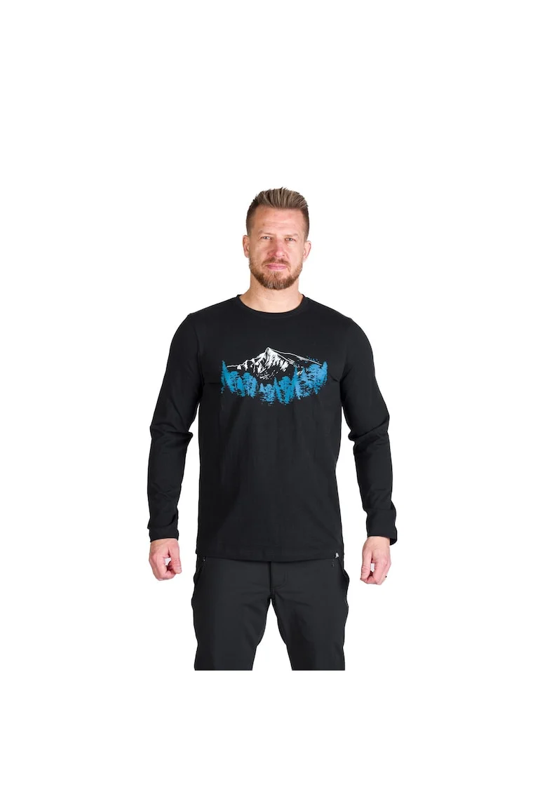 Tricou bumbac cu maneca lunga barbati Stewart, Negru