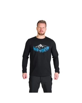 Tricou bumbac cu maneca lunga barbati Stewart, Negru