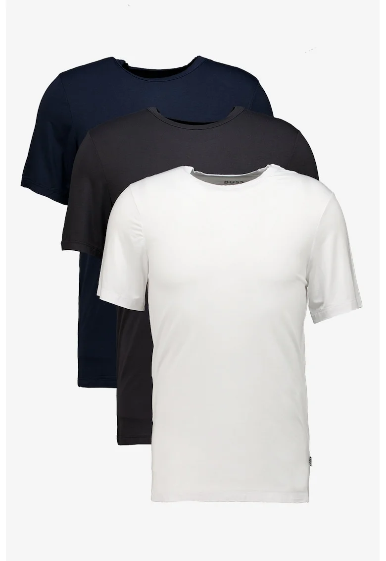 Set de tricouri slim fit de casa - 3 piese, Negru/Alb optic/Bleumarin