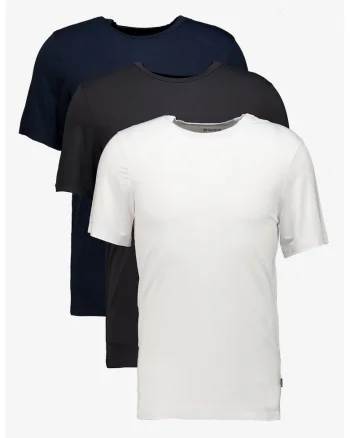 Set de tricouri slim fit de casa - 3 piese, Negru/Alb optic/Bleumarin