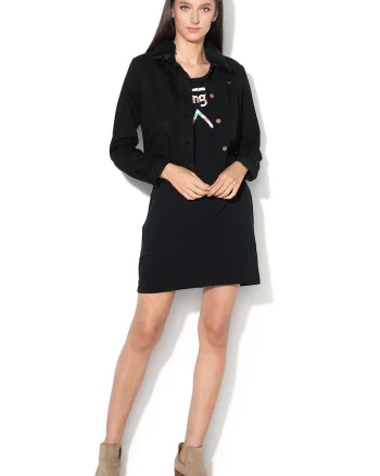 Jacheta de denim Sherpa, Negru