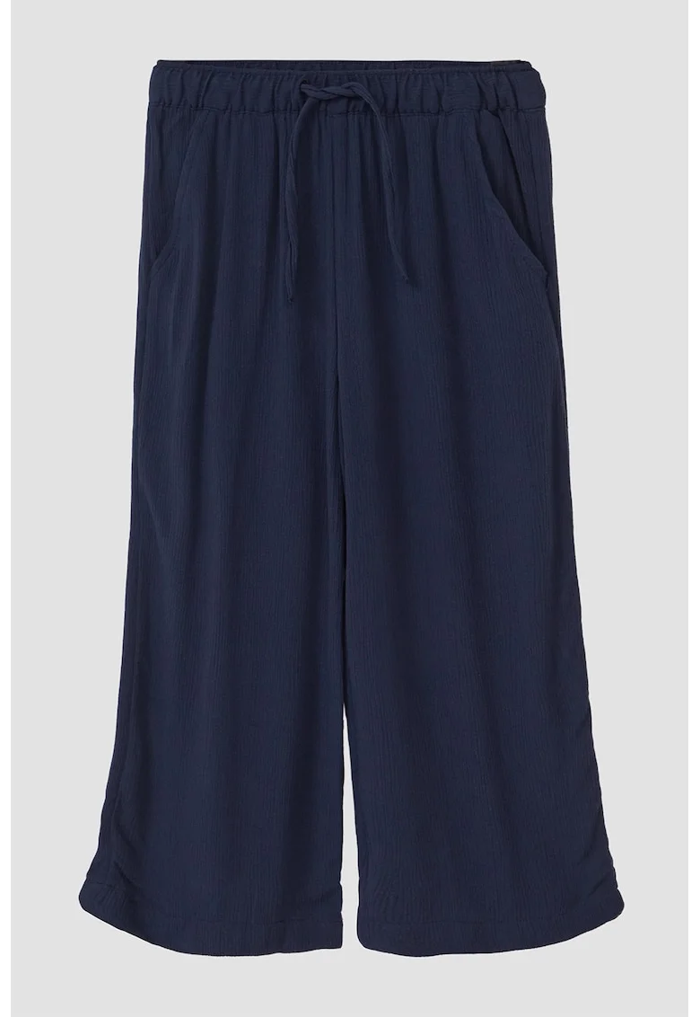 Pantaloni uni cu croiala ampla, Bleumarin