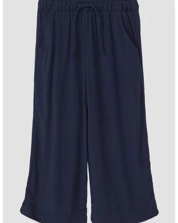 Pantaloni uni cu croiala ampla, Bleumarin