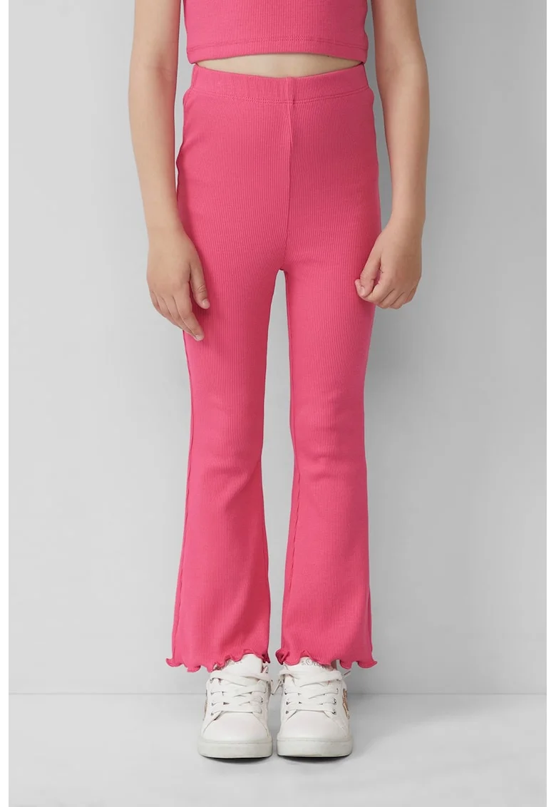 Pantaloni evazati cu talie inalta, Roz pastel