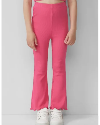 Pantaloni evazati cu talie inalta, Roz pastel