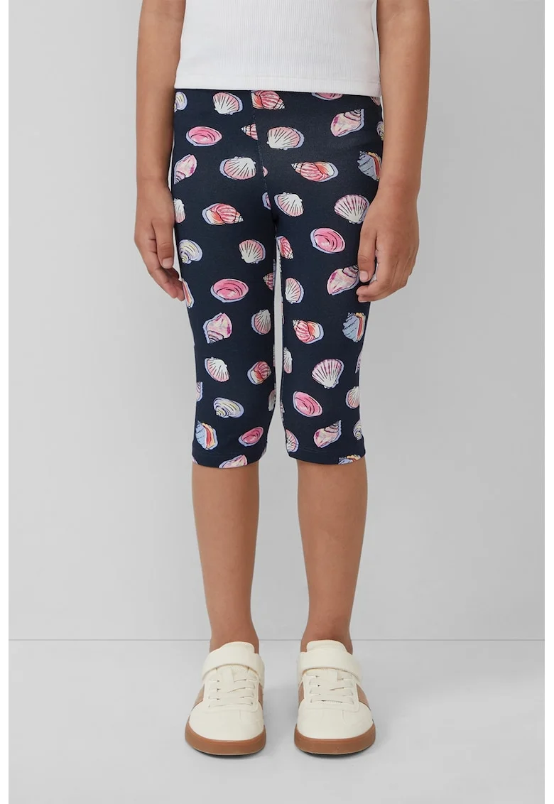 Pantaloni din amestec de bumbac cu imprimeu, Roz pastel/Alb murdar/Bleumarin