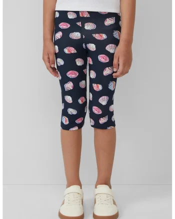 Pantaloni din amestec de bumbac cu imprimeu, Roz pastel/Alb murdar/Bleumarin