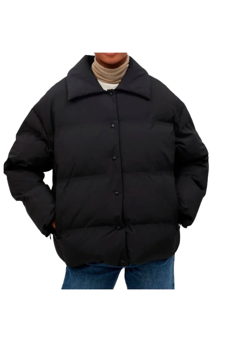 Jacheta groasa matlasata,  neagra, poliester, pentru femei,