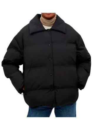 Jacheta groasa matlasata,  neagra, poliester, pentru femei,
