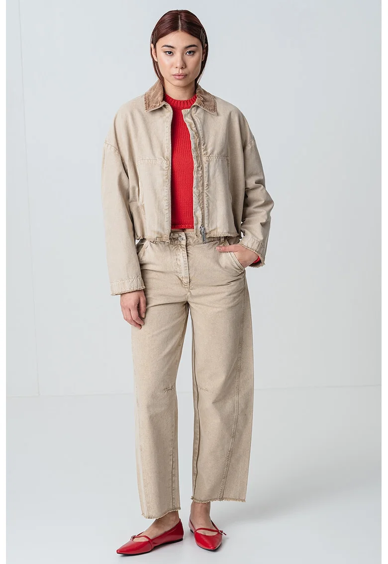 Jacheta crop cu maneci cazute, Maro nisip