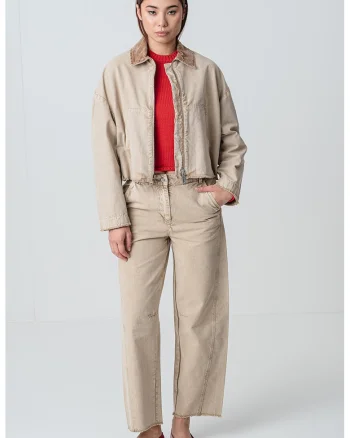 Jacheta crop cu maneci cazute, Maro nisip