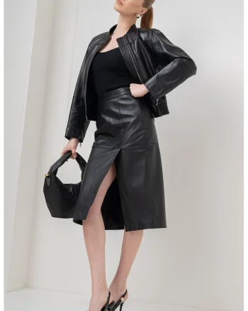 Jacheta de piele Moriana, Negru