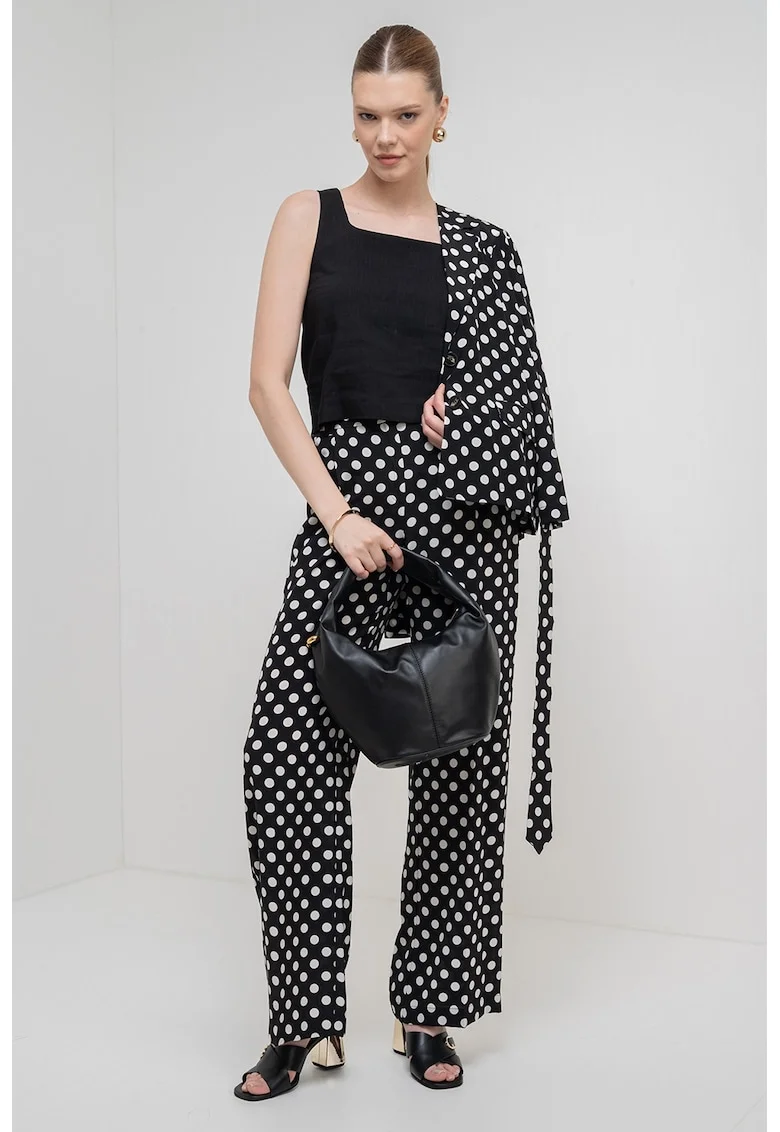 Top crop din amestec de in, Negru