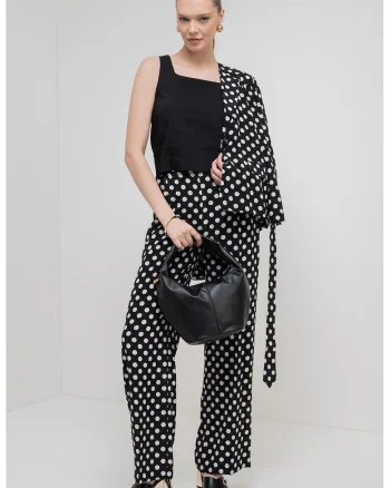 Top crop din amestec de in, Negru