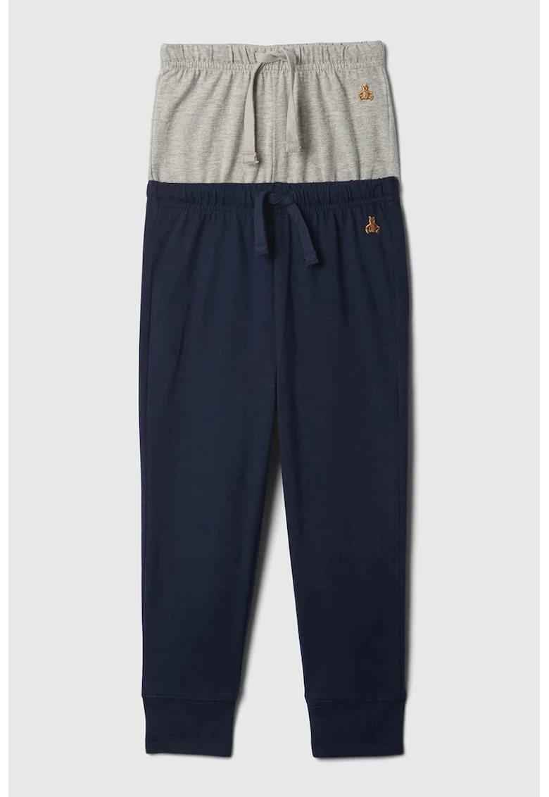 Set de pantaloni de trening din amestec de bumbac - 2 piese, Gri melange/Bleumarin