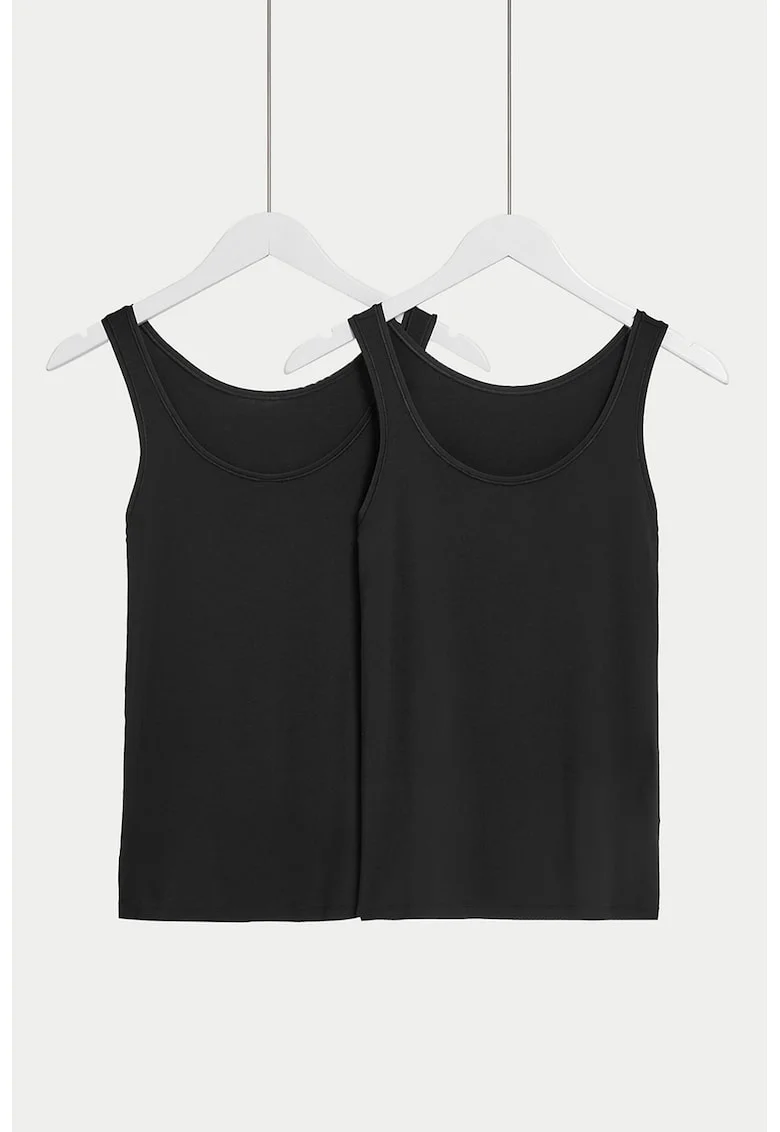Set de top-uri din amestec de modal - 2 piese, Negru