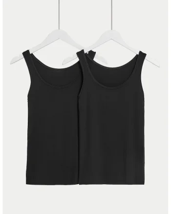 Set de top-uri din amestec de modal - 2 piese, Negru