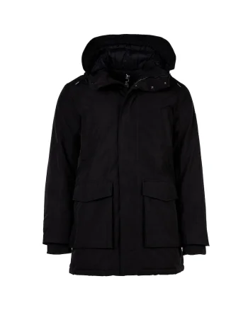 Jacheta parka cu model uni si gluga, Negru