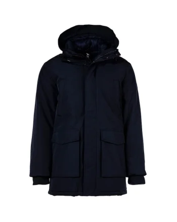 Jacheta parka cu model uni si gluga, Albastru