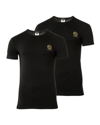Set de tricouri de casa cu decolteu la baza gatului - 2 piese, Negru