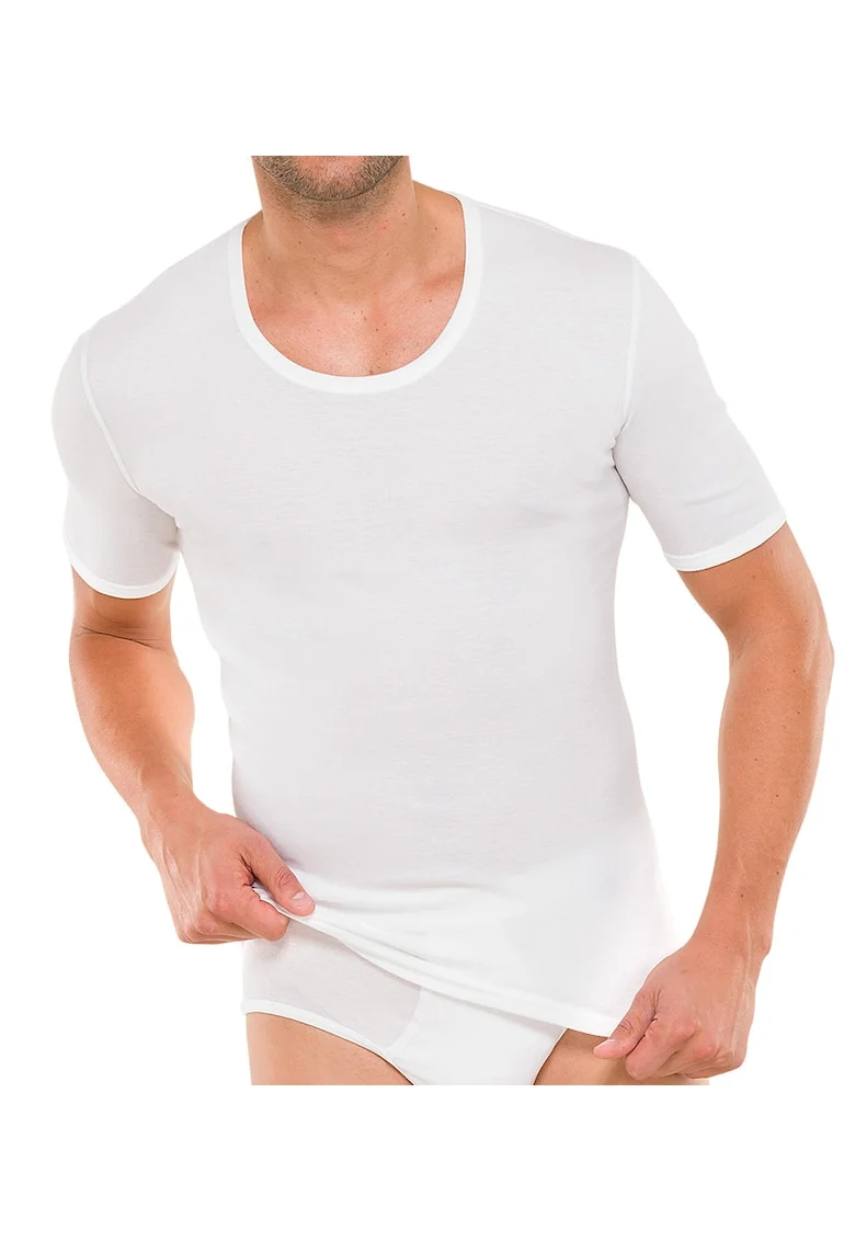 Tricou cu decolteu rotund, Alb