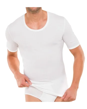 Tricou cu decolteu rotund, Alb