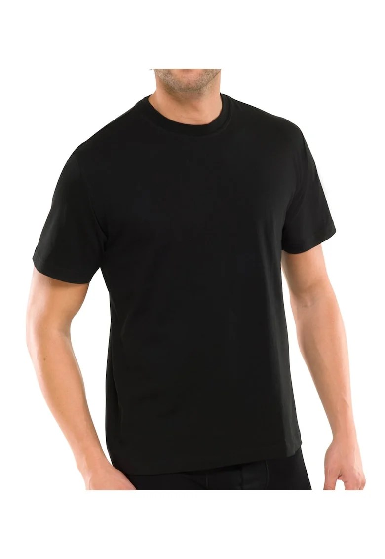 Set de tricouri cu decolteu la baza gatului - 2 piese, Negru