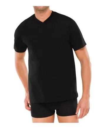 Set de tricouri cu decolteu in V- 2 piese, Negru