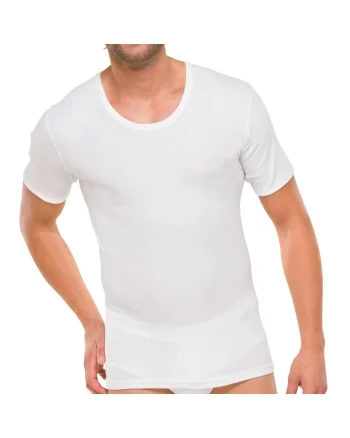 Tricou cu decolteu rotund, Alb