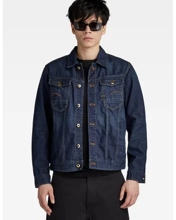 Jacheta de denim cu cusaturi contrastante, Albastru inchis
