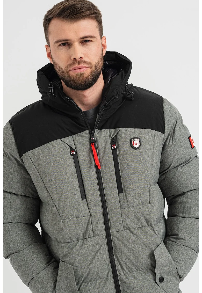 Geaca cu model colorblock si vatelina Cashblendeak, Negru/Gri melange