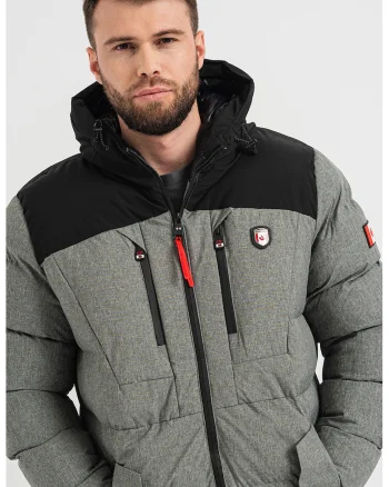 Geaca cu model colorblock si vatelina Cashblendeak, Negru/Gri melange