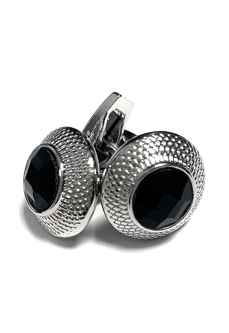 Butoni cu cristale zirconia, Argintiu inchis