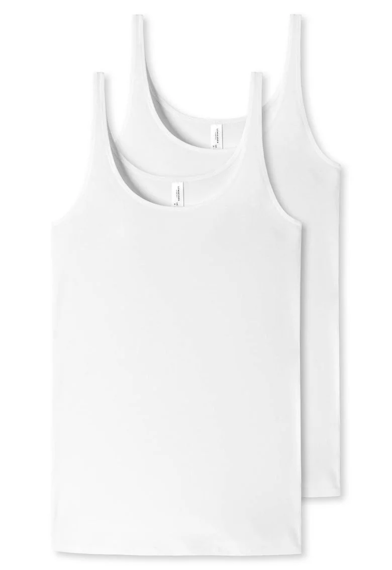 Set de maiouri uni cu decolteu rotunjit - 2 piese, Alb