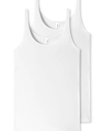 Set de maiouri uni cu decolteu rotunjit - 2 piese, Alb