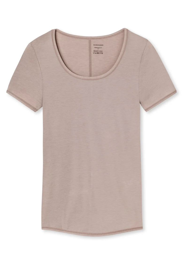 Tricou slim fit cu decolteu rotund, Maro