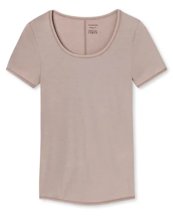 Tricou slim fit cu decolteu rotund, Maro