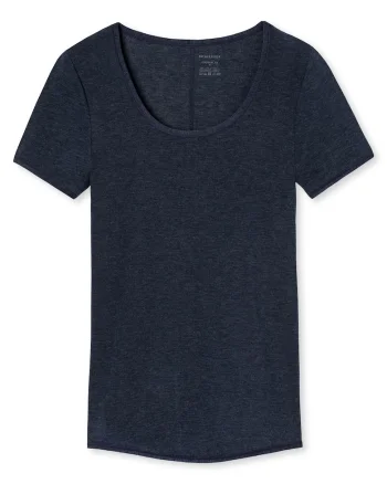 Tricou slim fit cu decolteu rotund, Albastru