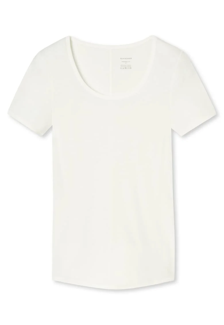 Tricou slim fit cu decolteu rotund, Alb