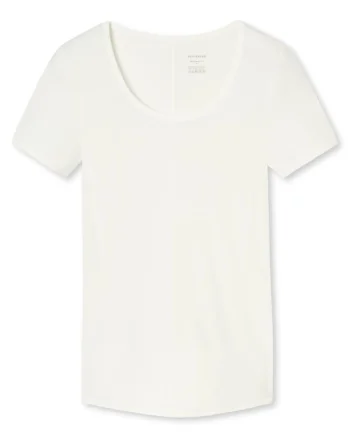 Tricou slim fit cu decolteu rotund, Alb