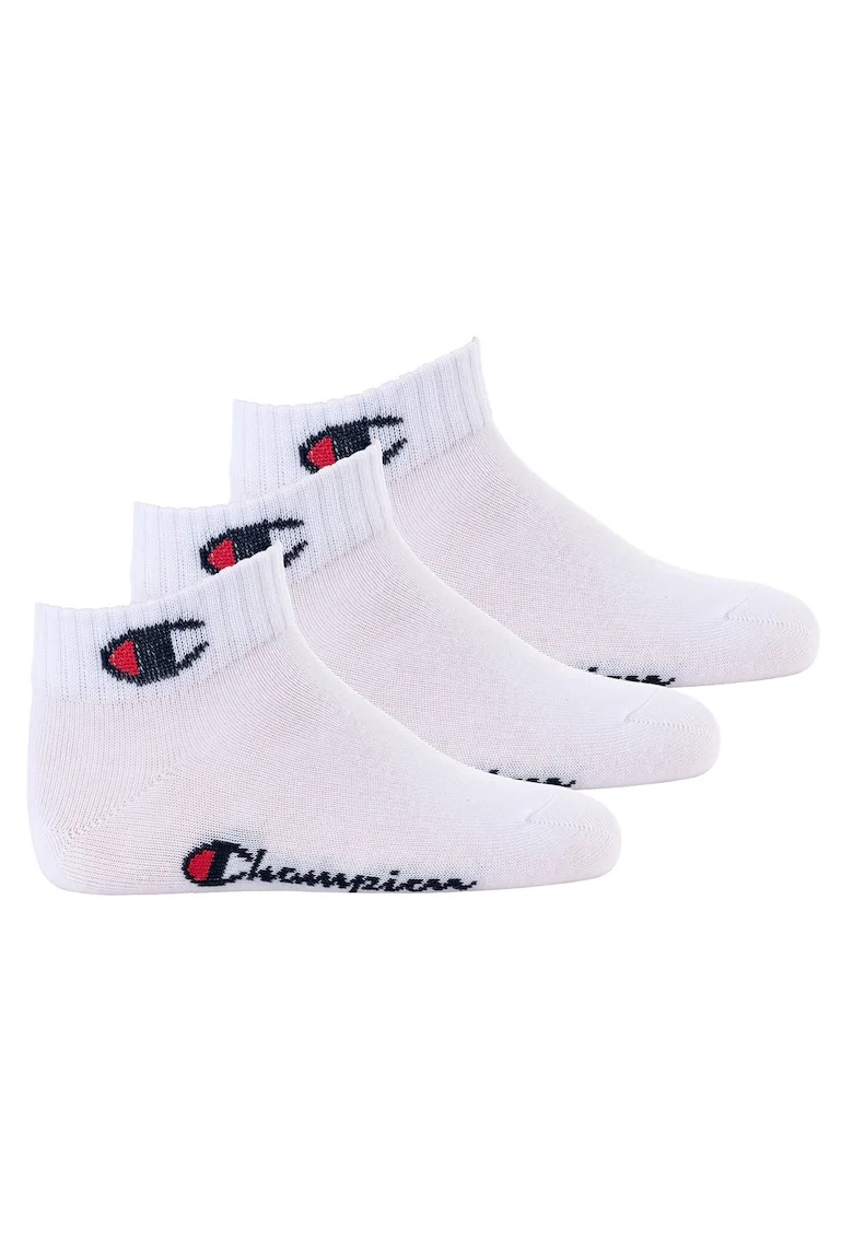 Set de sosete scurte cu logo - 3 perechi, Alb