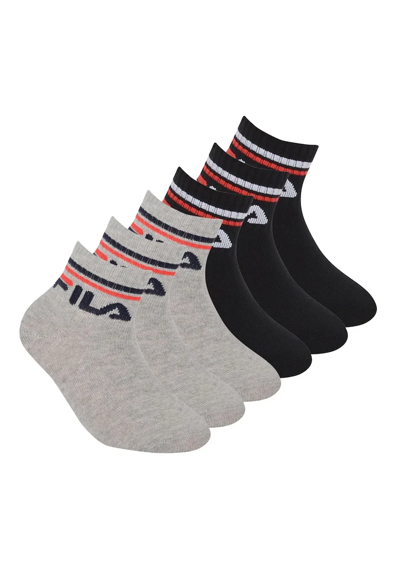 Set de sosete scurte cu logo - 6 perechi, Negru/Gri
