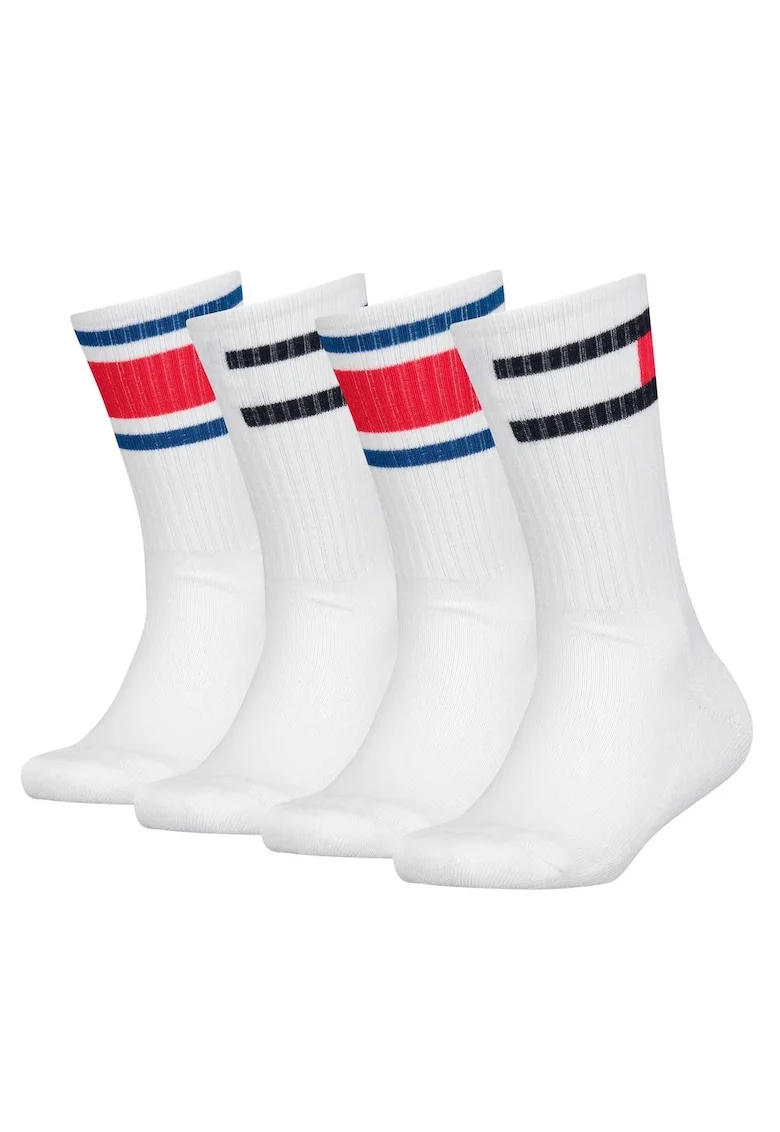 Set de sosete lungi cu logo - 4 perechi, Alb