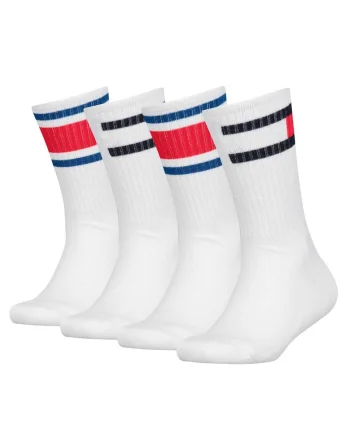 Set de sosete lungi cu logo - 4 perechi, Alb